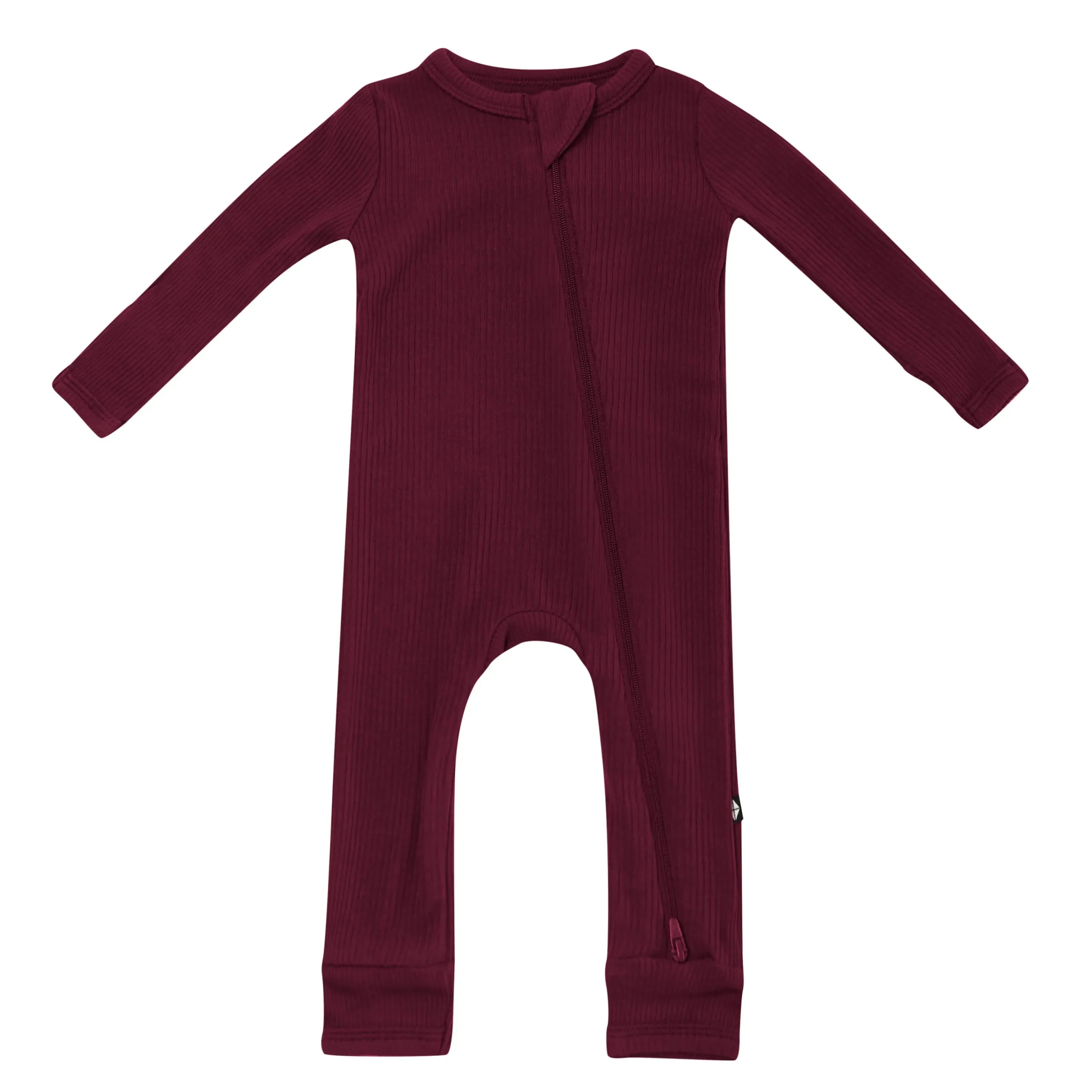 Ribbed Zipper Romper in Burgundy