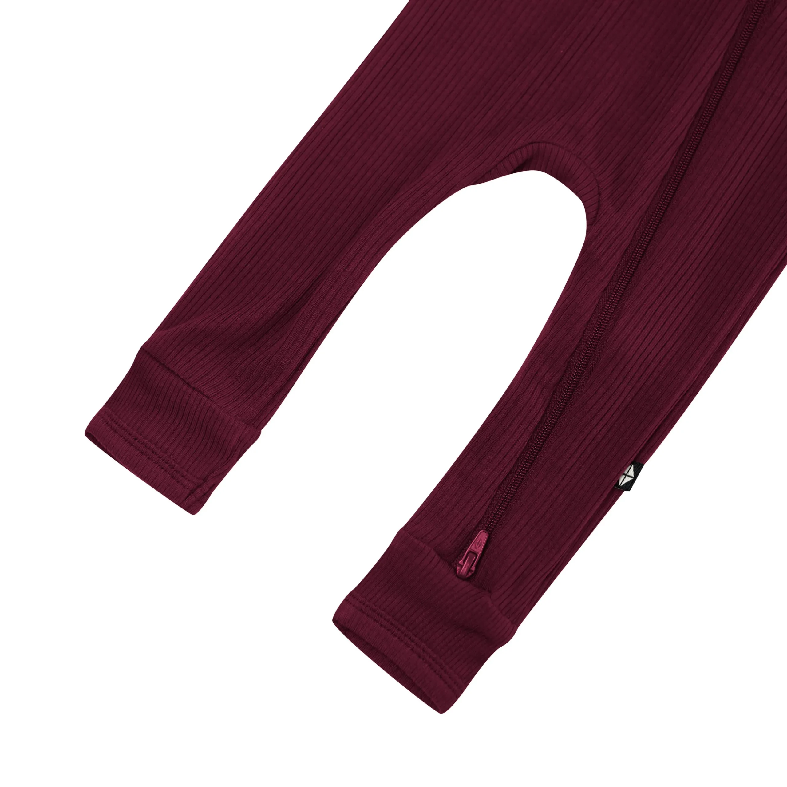 Ribbed Zipper Romper in Burgundy