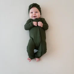 Ribbed Zipper Romper in Fir