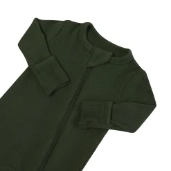 Ribbed Zipper Romper in Fir