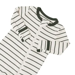 Ribbed Zipper Romper in Fir Stripe