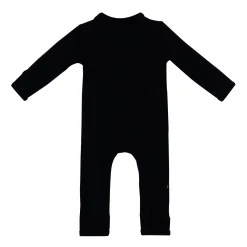 Ribbed Zipper Romper in Midnight
