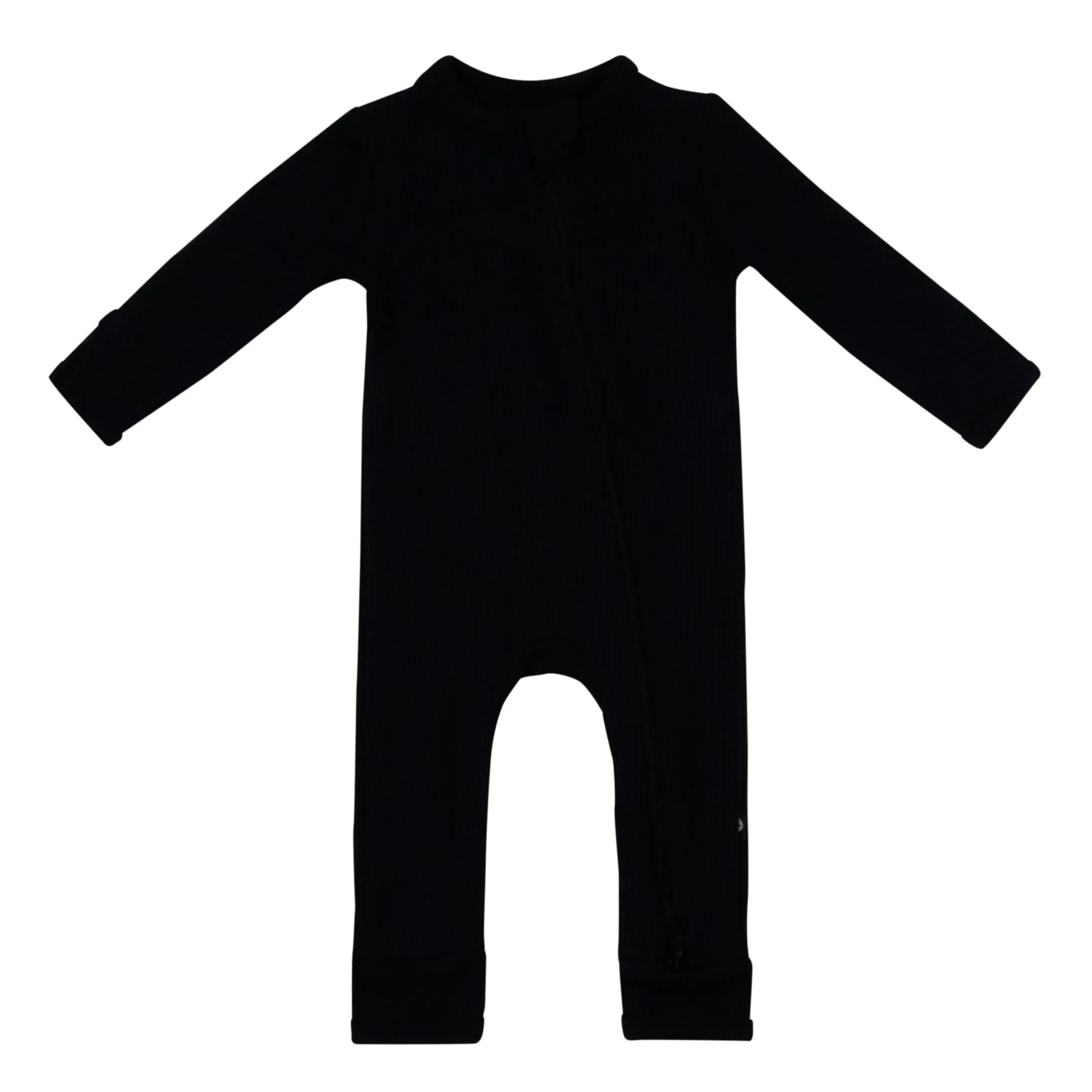Ribbed Zipper Romper in Midnight