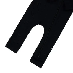 Ribbed Zipper Romper in Midnight
