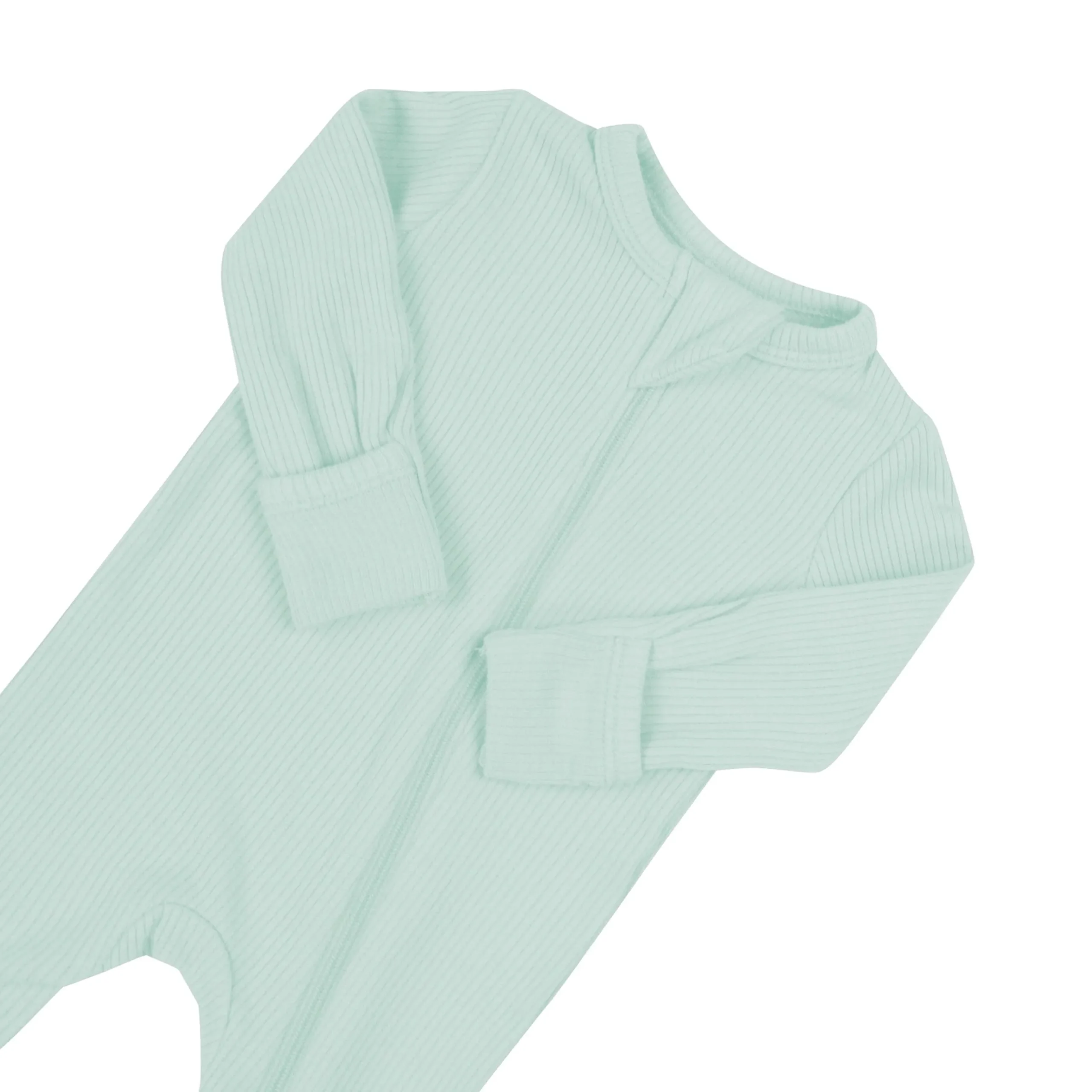 Ribbed Zipper Romper in Sage