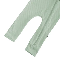 Ribbed Zipper Romper in Thyme