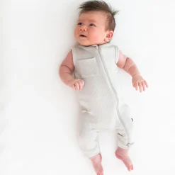 Ribbed Zippered Sleeveless Romper in Oat