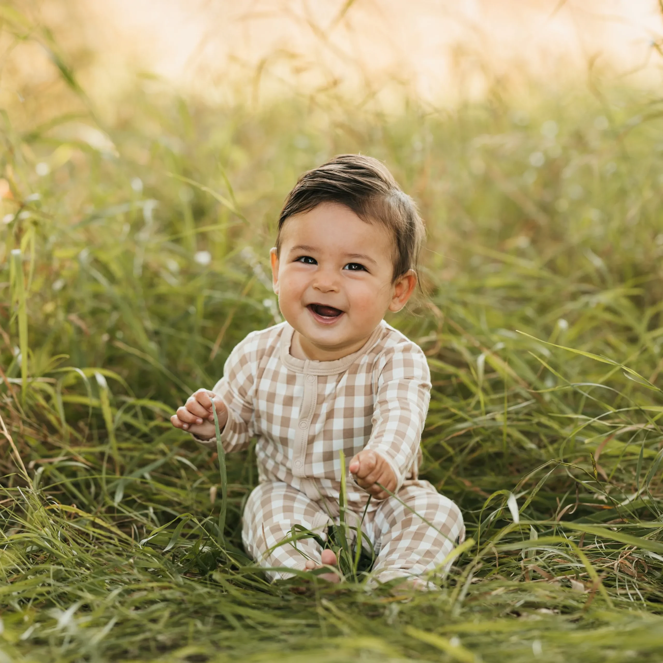 Romper in Gingham Bisque