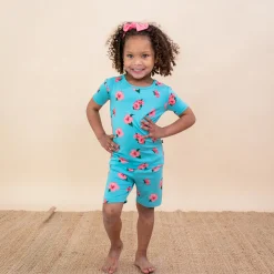 Short Sleeve Pajamas in Hibiscus