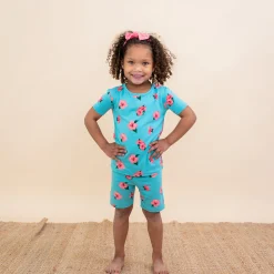 Short Sleeve Pajamas in Hibiscus