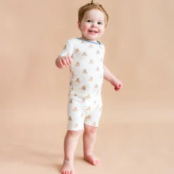Short Sleeve Pajamas in Teddy Bear