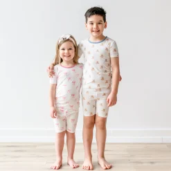 Short Sleeve Pajamas in Teddy Bear