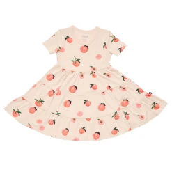 Short Sleeve Tiered Dress in Peach