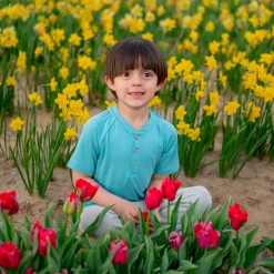 Short Sleeve Toddler Henley Tee in Makai