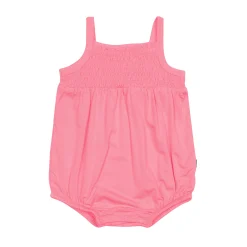 Smocked Bubble Romper in Guava