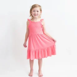 Smocked Dress in Guava