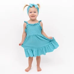 Smocked Dress in Makai
