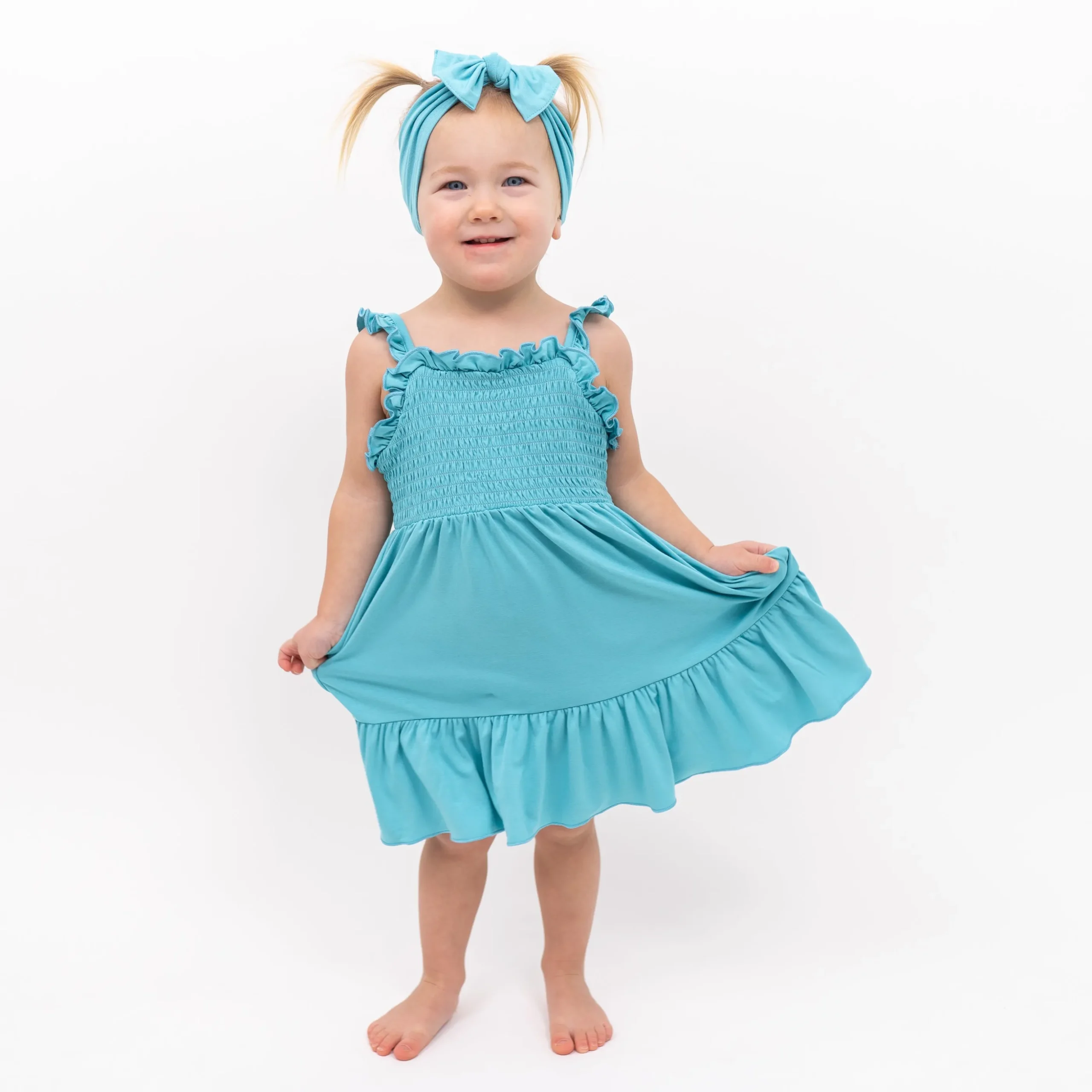 Smocked Dress in Makai