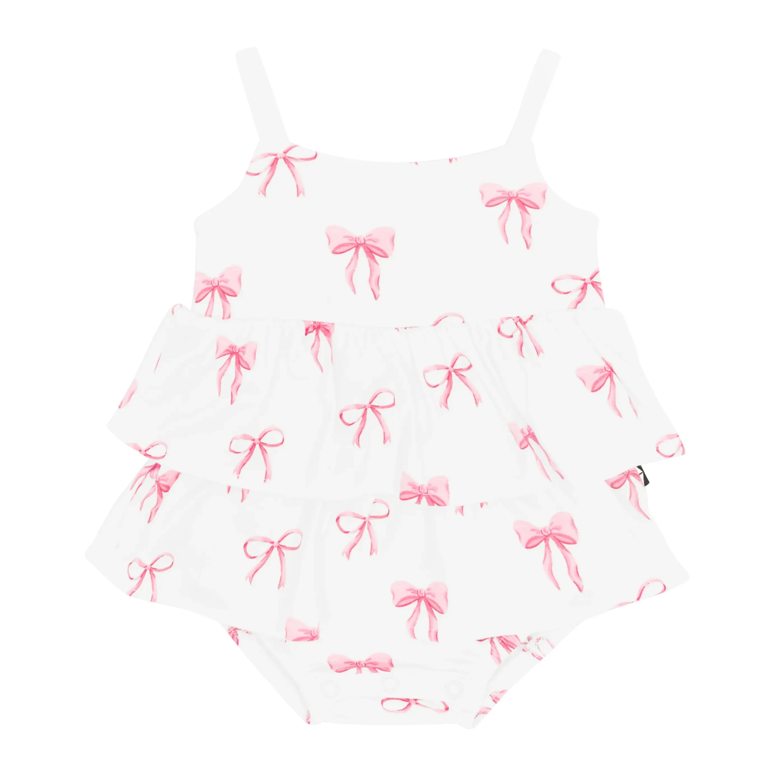 Spaghetti Strap Ruffle Romper in Bow