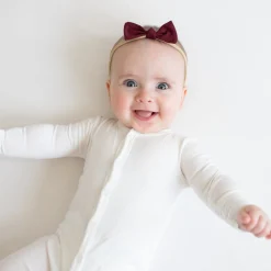 Tiny Nylon Bow in Burgundy