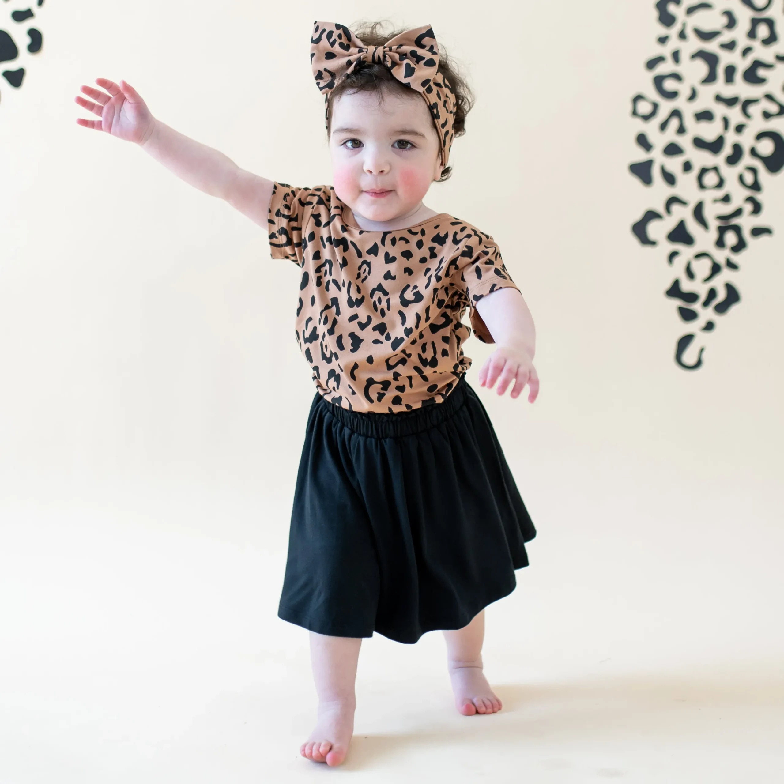 Toddler Basic Tee in Latte Leopard