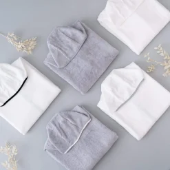 Toddler Hooded Bath Towel in Cloud with Storm Trim