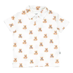 Toddler Short Sleeve Polo in Teddy Bear