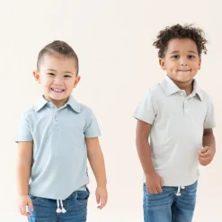 Toddler Short Sleeve Polo in Fog