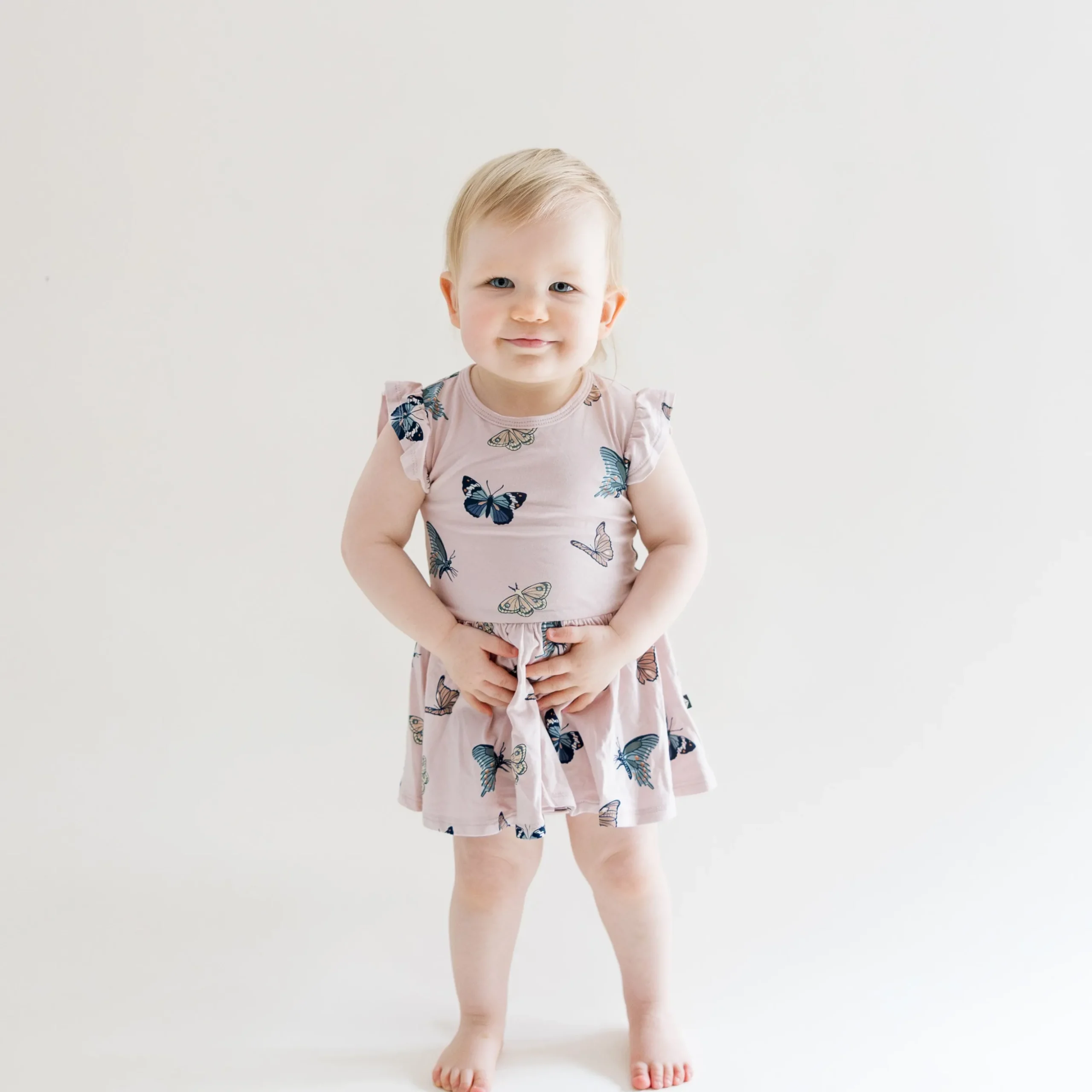 Twirl Bodysuit Dress in Blush Butterfly