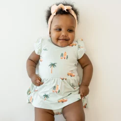 Twirl Bodysuit Dress in Dew Surf