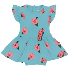Twirl Bodysuit Dress in Hibiscus