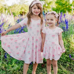 Twirl Bodysuit Dress in Sakura Peony