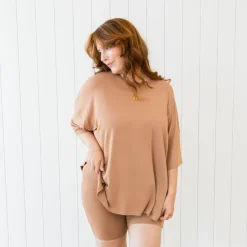 Women’s Biker Short Set in Latte