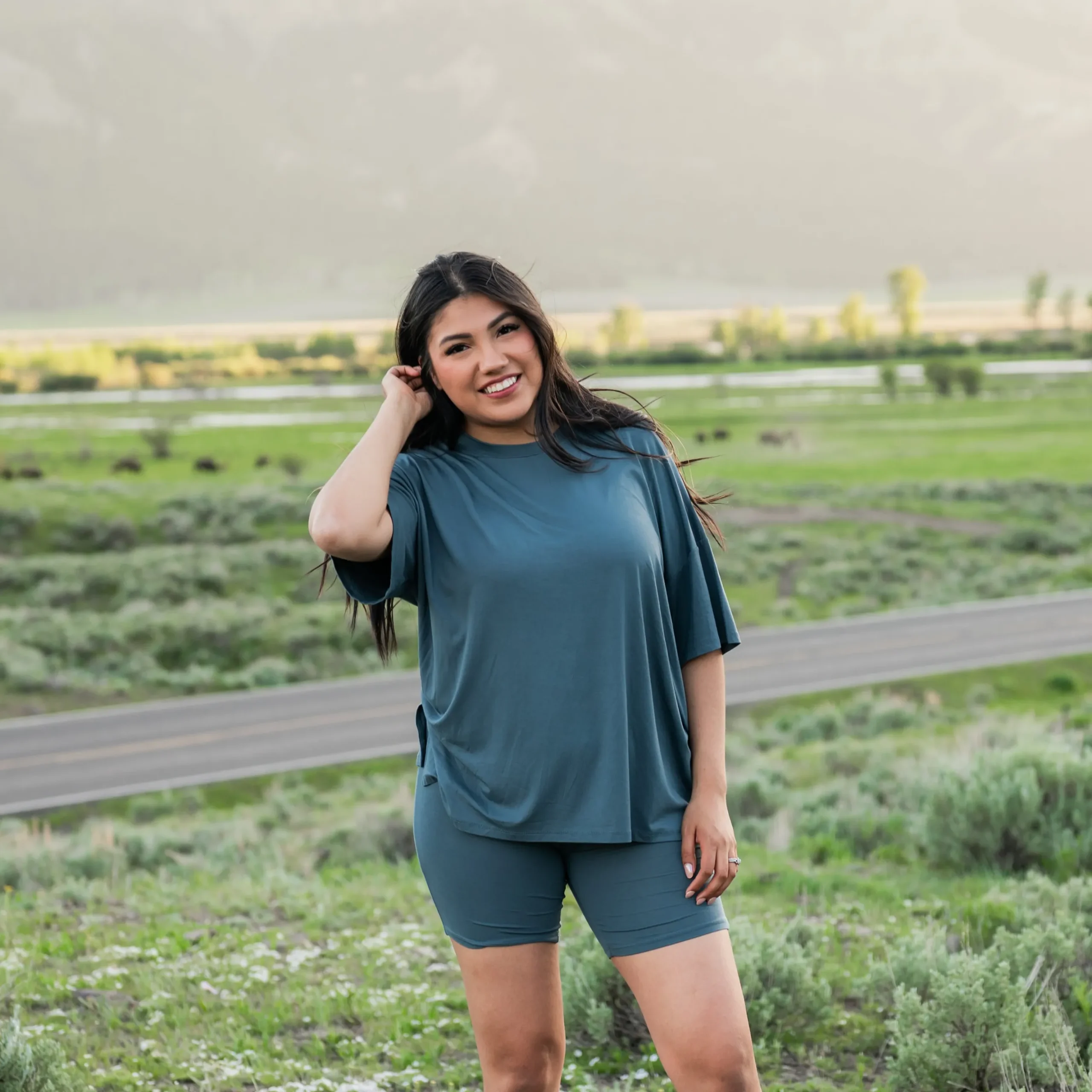 Women’s Biker Short Set in Atlantic