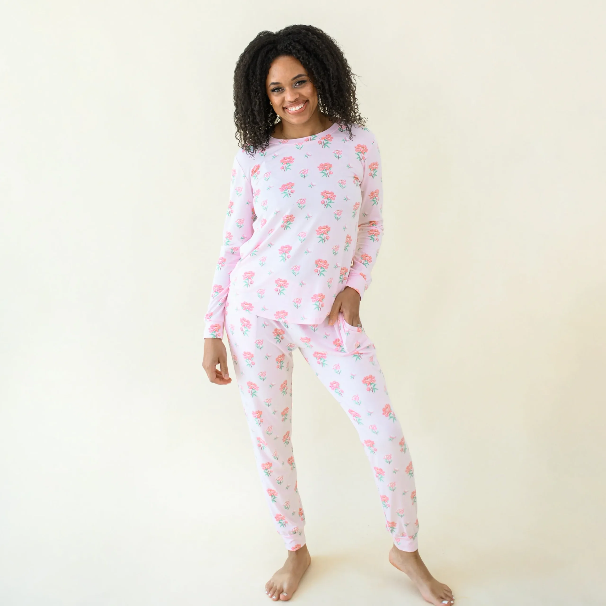 Women's Jogger Pajama Set in Sakura Peony