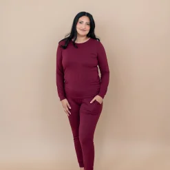 Women's Jogger Pajama Set in Burgundy