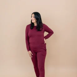 Women's Jogger Pajama Set in Burgundy
