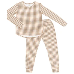 Women's Jogger Pajama Set in Gingham Bisque