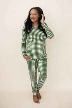 Women's Jogger Pajama Set in Gingham Fir