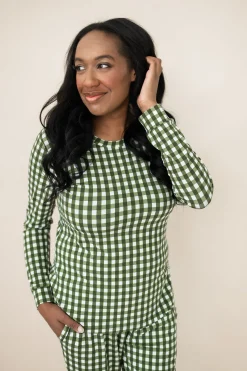 Women's Jogger Pajama Set in Gingham Fir