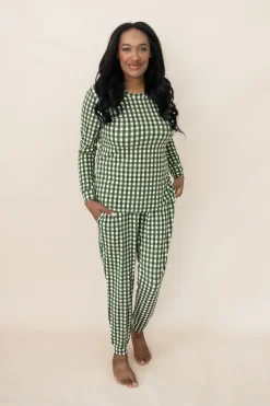 Women's Jogger Pajama Set in Gingham Fir