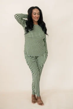 Women's Jogger Pajama Set in Gingham Fir