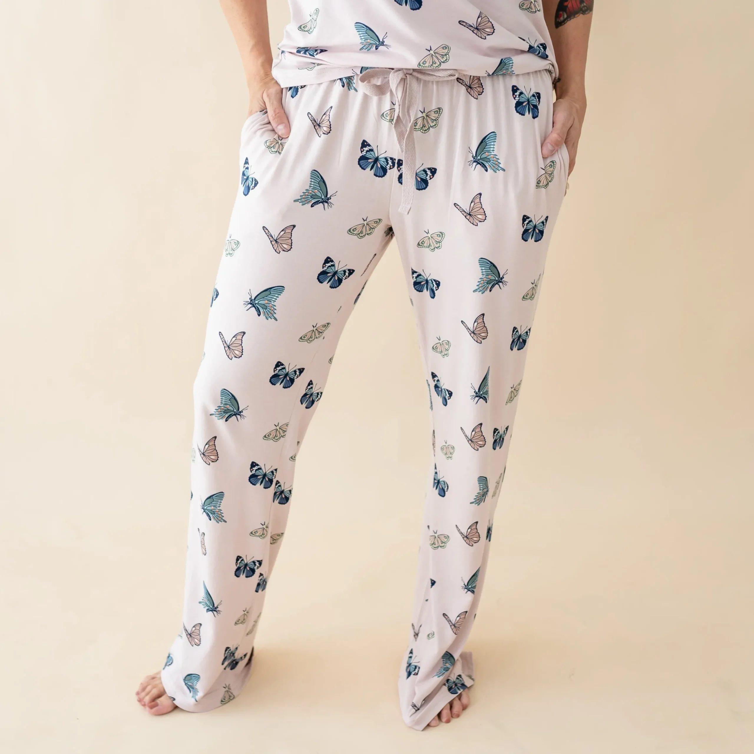 Women's Lounge Pants in Blush Butterfly