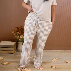 Women's Lounge Pants in Gingham Bisque