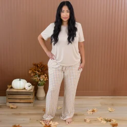 Women's Lounge Pants in Gingham Bisque