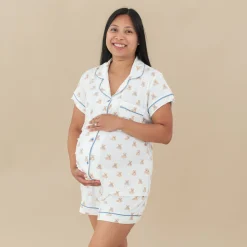 Women’s Short Sleeve Pajama Set in Teddy Bear