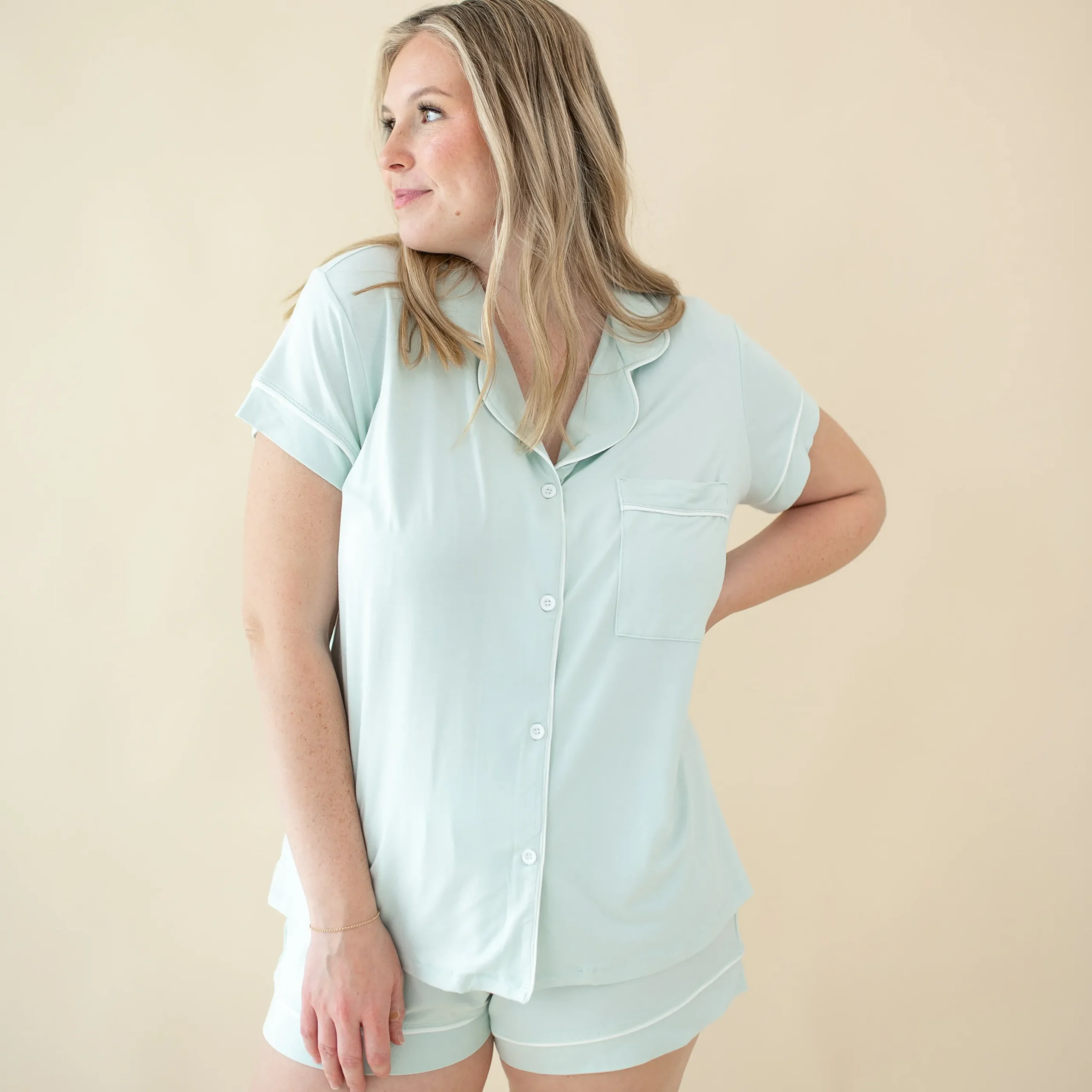 Women's Short Sleeve Pajama Set in Dew
