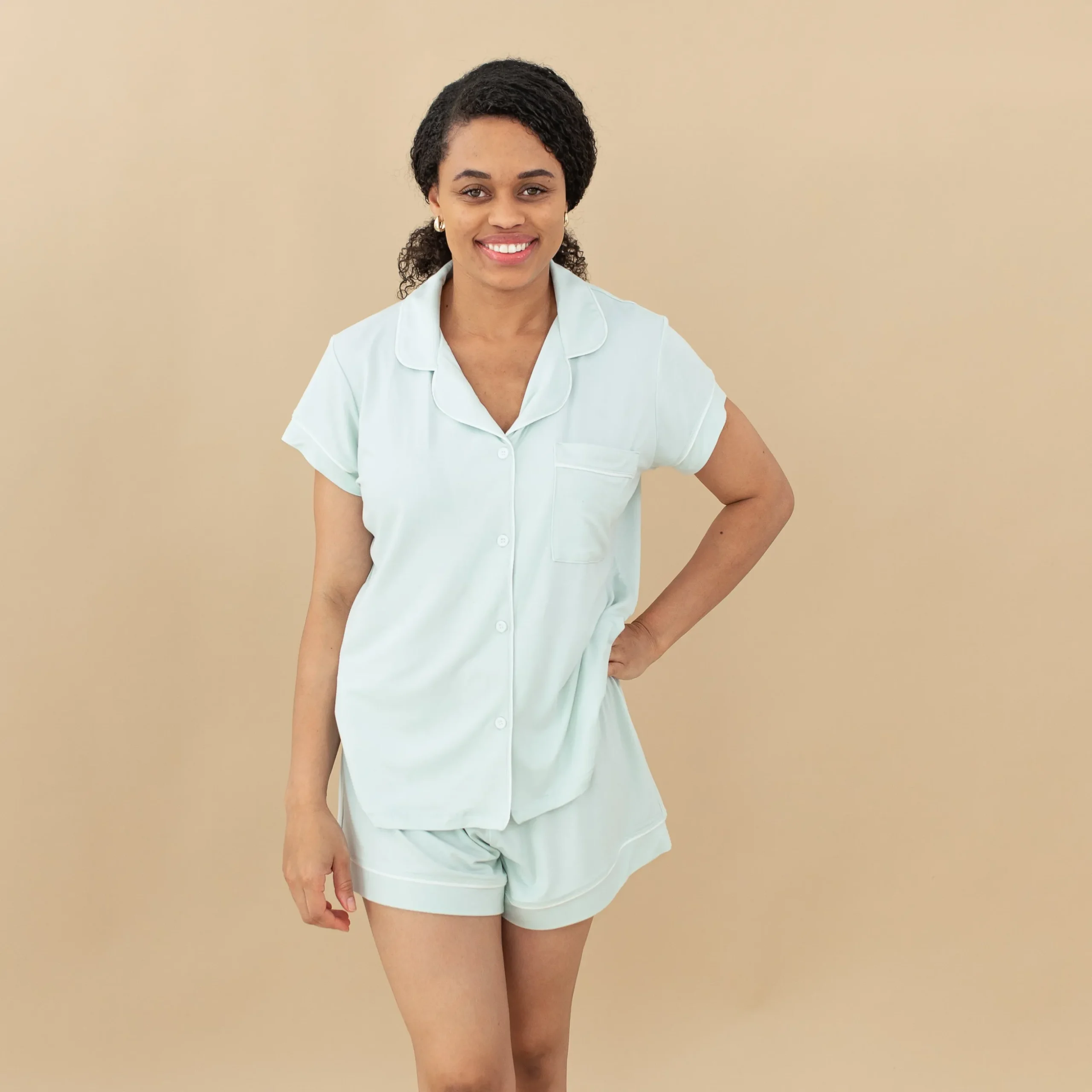 Women's Short Sleeve Pajama Set in Dew