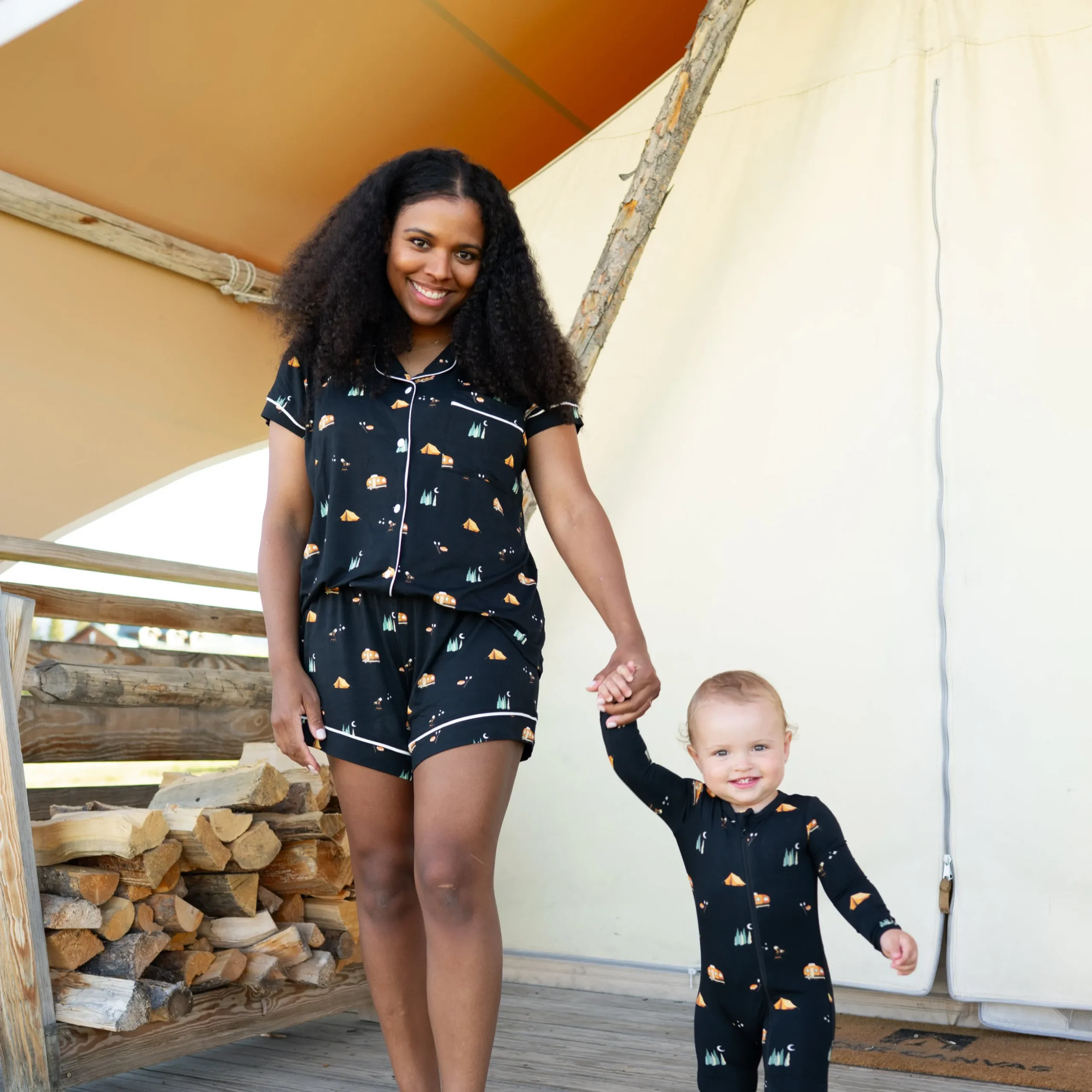 Women's Short Sleeve Pajama Set in Under the Stars