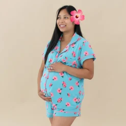 Women’s Short Sleeve Pajama Set in Hibiscus